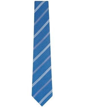 Kiton Striped Silk Tie - Blue