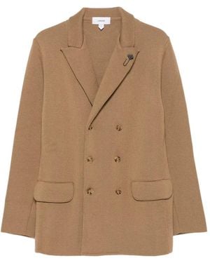Lardini Double-Breasted Peak-Lapel Jacket - Natural