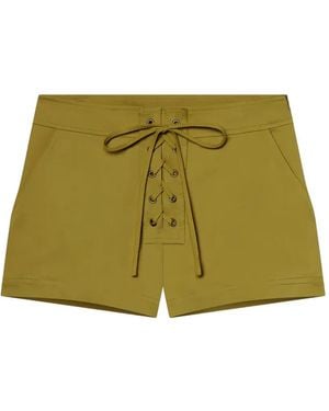 A.L.C. Leon Lace-Up Eyelet Shorts - Green