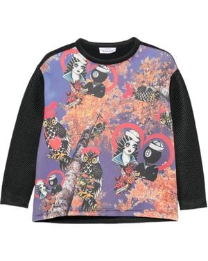 The Artistylist Graphic-Print Mesh-Panel Sweatshirt - Black