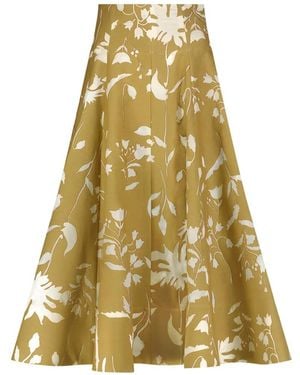 Lela Rose Floral-Print Long Skirt - Yellow