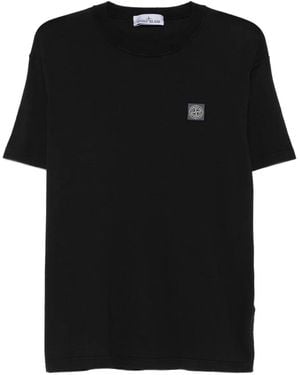 Stone Island Logo-patch cotton T-shirt - Schwarz