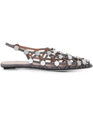The Attico Grid Mirror-Embellished Suede Pumps - Blanc
