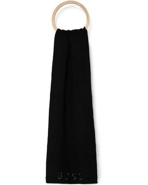 BOSS Logo-Embroidered Scarf - Black