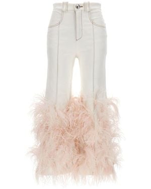 Giambattista Valli Feather-Trim Jeans - Natural