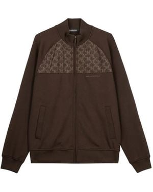 KARL LAGERFELD Logo-Pattern Zip-Up Jacket - Brown
