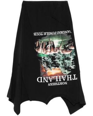 Vetements Gonna Midi Thailand' Tourist Con Effetto Vissuto - Nero