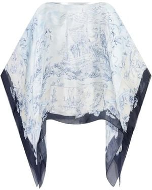 Ferragamo Capa Con Paisaje Estampado - Azul