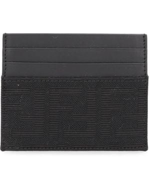 Fendi Ff Jacquard Leather Card Holder - Black