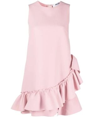 MSGM Ruffled-Trim Sleeveless Mini Dress - Pink