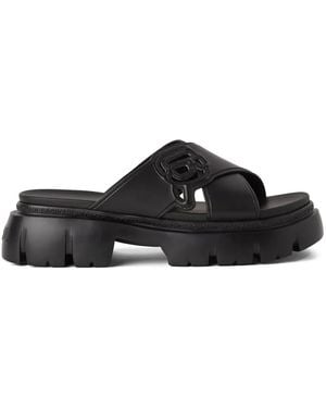KARL LAGERFELD Ikon Nft Krosstrap Leather Mules - Black