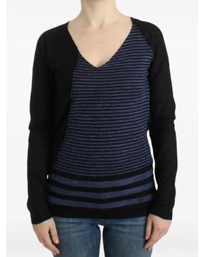 CoSTUME NATIONAL Striped V-Neck Jumper - Blue