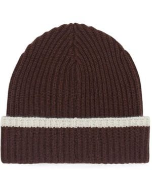 Brunello Cucinelli Ribbed-Knit Beanie Hat - Brown