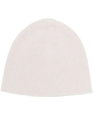 N.Peal Cashmere Double Layer Cashmere Beanie - White