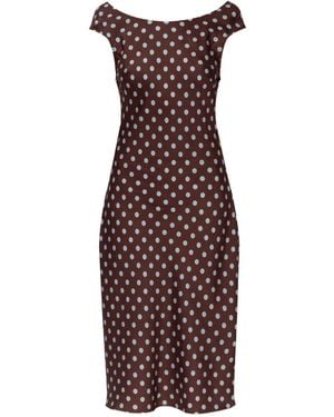 Posse Vestido Midi Con Motivo De Lunares - Morado