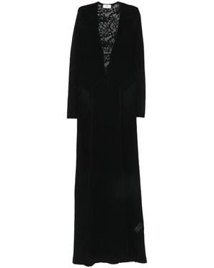 Elisabetta Franchi Lace-Panelled Long-Sleeve Maxi Dress - Black