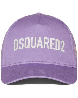 DSquared² Logo-Print Cap - Purple