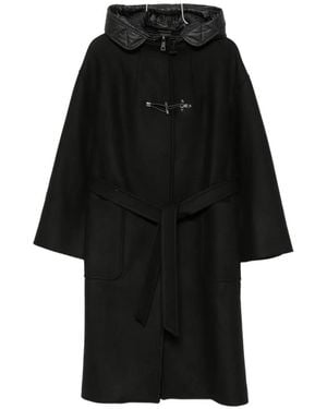 Fay Belted Toggle-Fastening Coat - Black