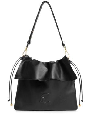 Coccinelle Lidia Logo-Embossed Drawstring Shoulder Bag - Black