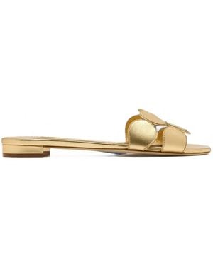 Manolo Blahnik Haribalflat Circular-Appliqué Sandals - Metallic