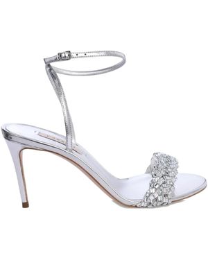 Casadei 80Mm Julia Embellished Ankle-Strap Sandals - White