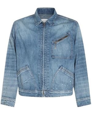 Maison Margiela Paint-Splatter Denim Jacket - Blue