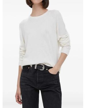 Benetton Raglan-Sleeve Fine-Knit Sweater - White