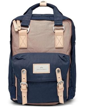 Doughnut Macaroon Leather-Trim Buckled Backpack - Blue
