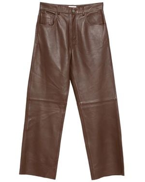 Haikure Leather Panelled Trousers - Brown