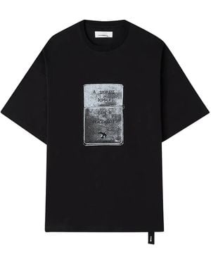 Oamc Peacemaker Lighter-Print Cotton T-Shirt - Black