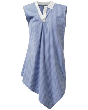 Sacai Asymmetric-Hem Striped Blouse - Blue
