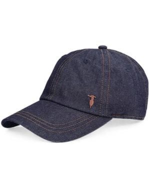 Trussardi Embroidered-Logo Denim Cap - Blue