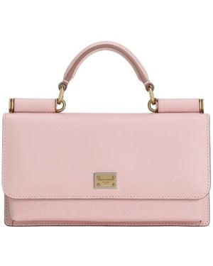 Dolce & Gabbana Logo-Plaque Grained Clutch Bag - Pink
