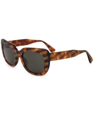 Moschino Logo-Print Tortoiseshell-Effect Sunglasses - Brown
