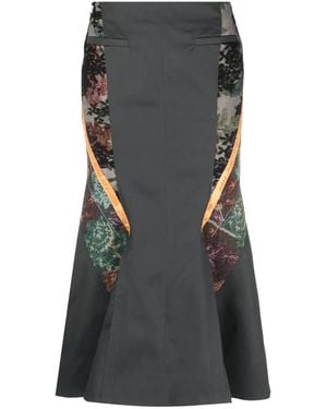 Marine Serre Regenerated Floral Tapestries Flared Skirt - Black