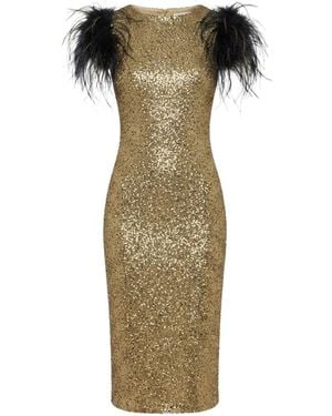 Gemy Maalouf Sequined Feather Midi Dress - Natural