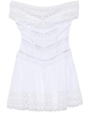 Charo Ruiz Eliane Lace-Trim Off-The-Shoulder Mini Dress - White