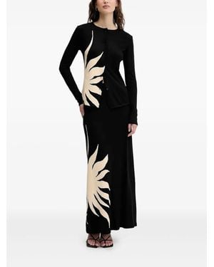 Never Fully Dressed Floral-print ribbed cardigan - Negro