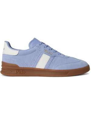 Polo Ralph Lauren Heritage Aera Suede Striped Leather Trainers - Blue