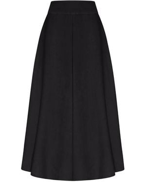 120% Lino Panelled Midi Skirt - Black