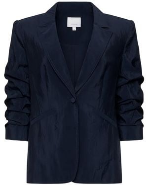 Cinq À Sept Ruched Woven Blazer - Blue