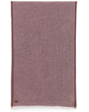Canali Herringbone-Weave Frayed Scarf - Purple