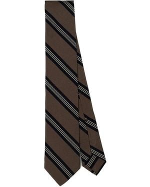 MARINO Striped Silk Tie - Black