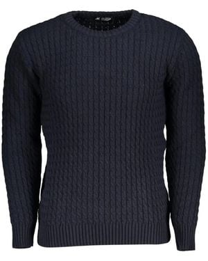 U.S. Grand Cable-Knit Elbow-Patch Jumper - Blue