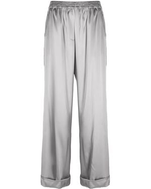 Dolce & Gabbana High-Waist Silk Trousers - Grey