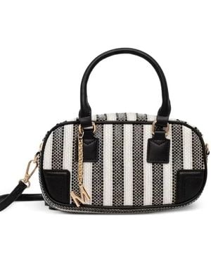 Morgan Bolso Shopper A Rayas Con Charm Del Logo - Negro