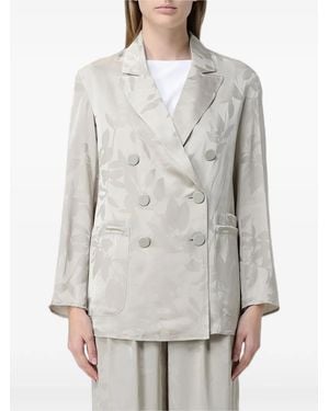 ARMANI EXCHANGE Double-Breasted Flower-Pattern Blazer - Gray