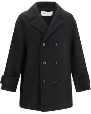 Ami Paris Double-Breasted Coat - Black