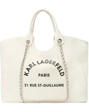KARL LAGERFELD Medium Rue St-Guillaume Square Tote Bag - White