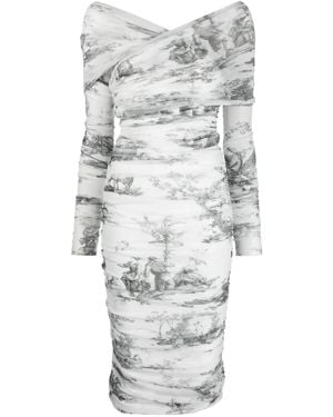 Philosophy Di Lorenzo Serafini Side Gathered-Detail Midi Dress - Grey